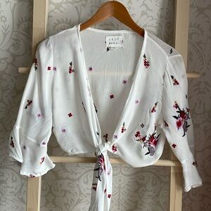 NWOT. Lost + Wander tie-front blouse.
